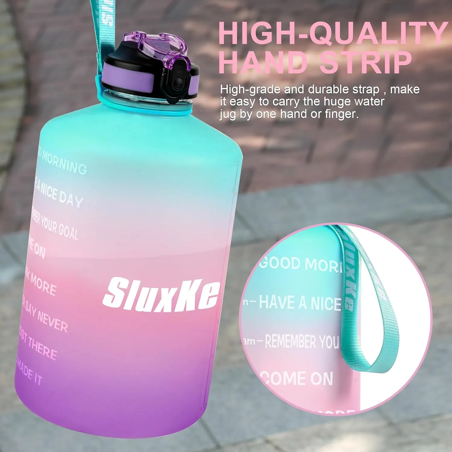 1 Gallon Motivational Sports Water Bottle with Time Marker, BPA Free 128oz Leak Proof Jug, Black, Plastic, 128 ounces, Fitness, Sports, Outdoor Activities