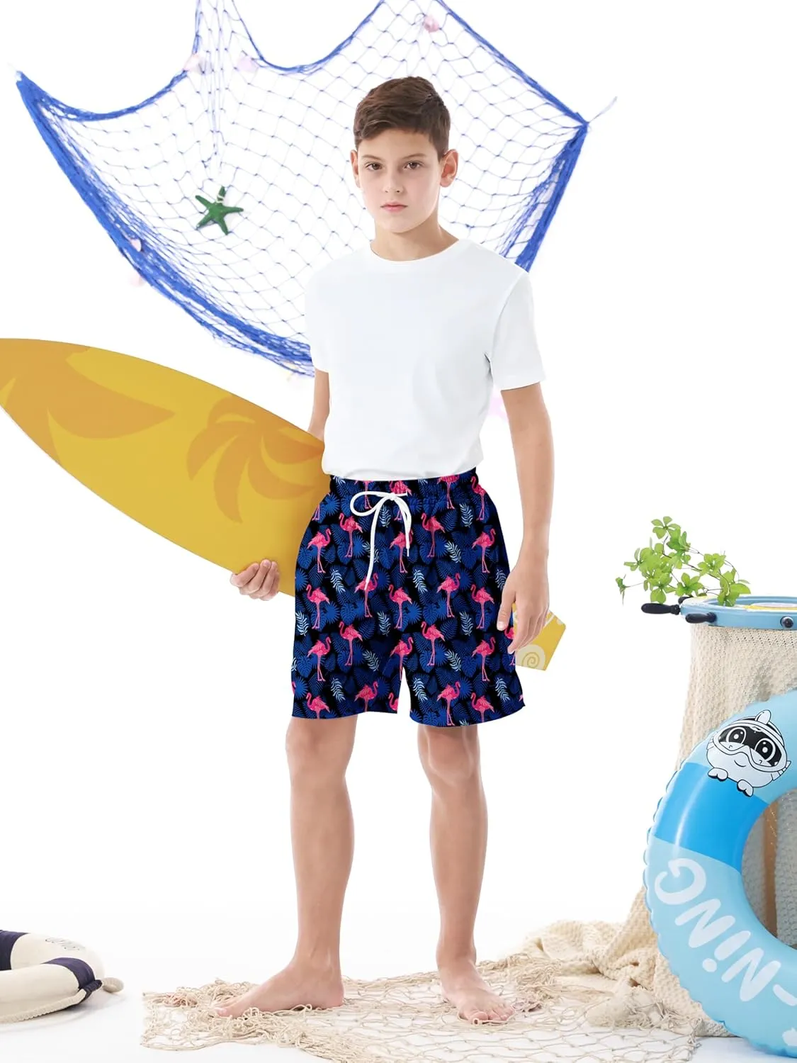 3/1 Pack Boys Swim Trunks UPF 50  Swim Shorts Kid Board Shorts with Mesh Lining Quick Dry Beachwear Swimsuit