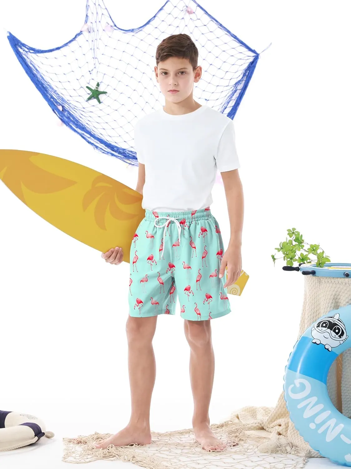 3/1 Pack Boys Swim Trunks UPF 50  Swim Shorts Kid Board Shorts with Mesh Lining Quick Dry Beachwear Swimsuit