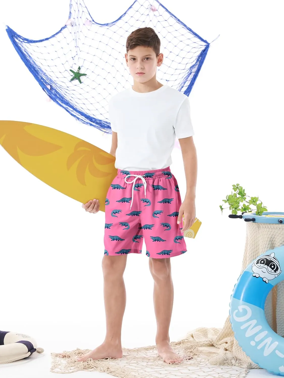 3/1 Pack Boys Swim Trunks UPF 50  Swim Shorts Kid Board Shorts with Mesh Lining Quick Dry Beachwear Swimsuit