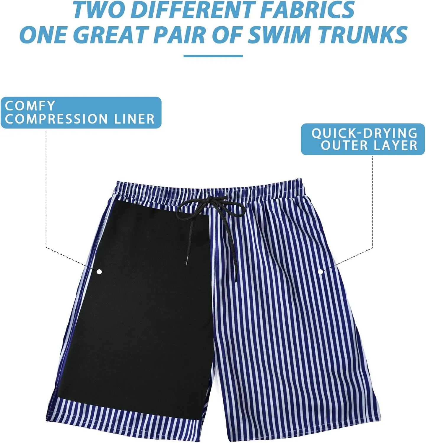 Buauty Mens Swim Trunks with Compression Liner 5 Inch Inseam Quick Dry Swim Shorts Mens Swimsuit Board Shorts with Pockets