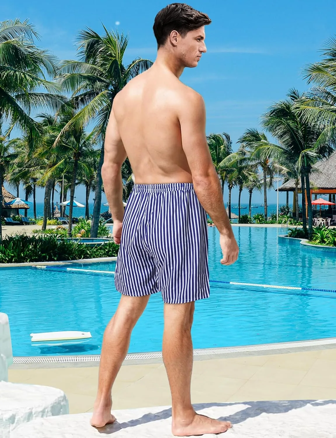 Buauty Mens Swim Trunks with Compression Liner 5 Inch Inseam Quick Dry Swim Shorts Mens Swimsuit Board Shorts with Pockets
