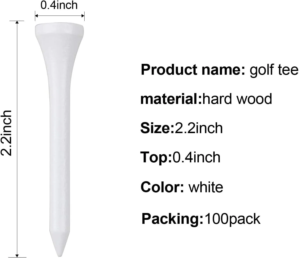 Crestgolf Professional 2 1/8" Deluxe Wood Golf Tees 100pcs