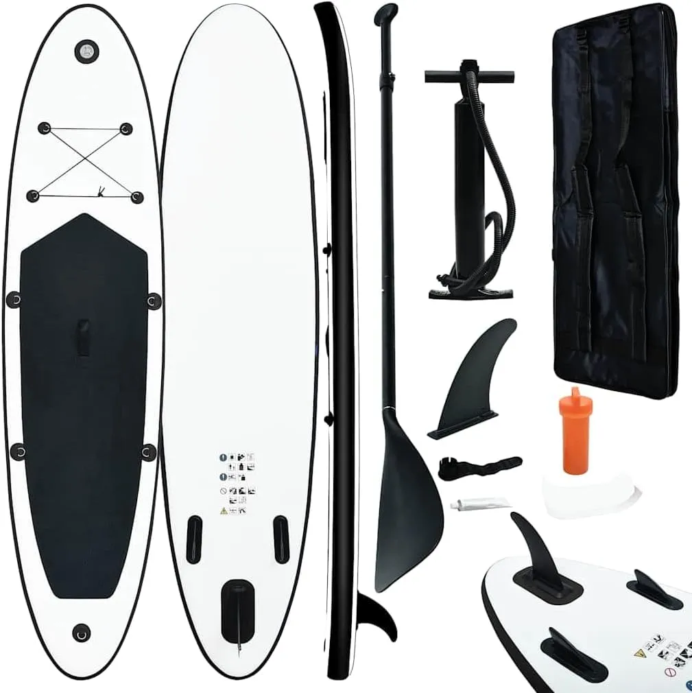 Enjoy Water Sports with Inflatable Stand Up Paddle Board Set, Lightweight, Puncture-Proof Materials, Easy to Carry, Black