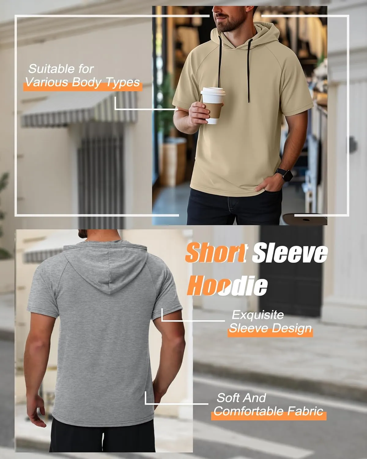 Ficerd 3 Pack Men's Short Sleeve Hoodie Dry Fit Workout Shirts Comfy Running Active Athletic Pullover Sweatshirt