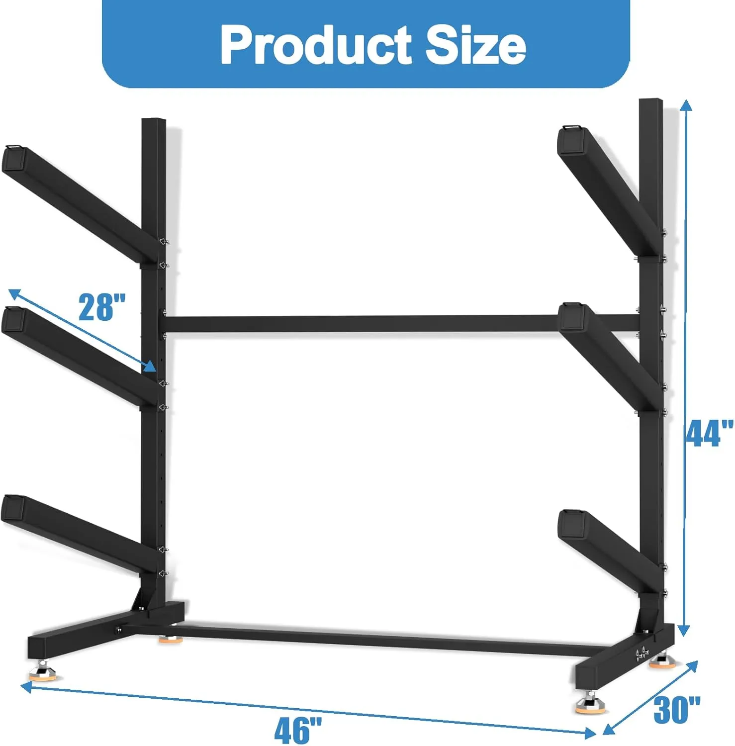 Freestanding Kayak Rack, Heavy-Duty Adjustable Paddle Board Canoe Storage Stand W/Non-Slip EVA Pad, Powder-Coated Steel, Weather-Resistant, Kayak Storage Racks for Garage Outdoor