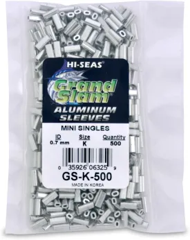 HI-SEAS Grand Slam Aluminum Fishing Line Crimp Sleeves - Bulk 500 Pieces, Durable and Strong Crimps for Monofilament 40lb Test up to 600lb Test for Saltwater Fishing Leaders