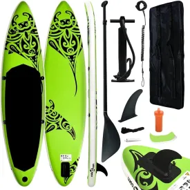 Inflatable Stand Up Paddleboard Set with Accessories, Puncture-Proof and Stable Design, Green