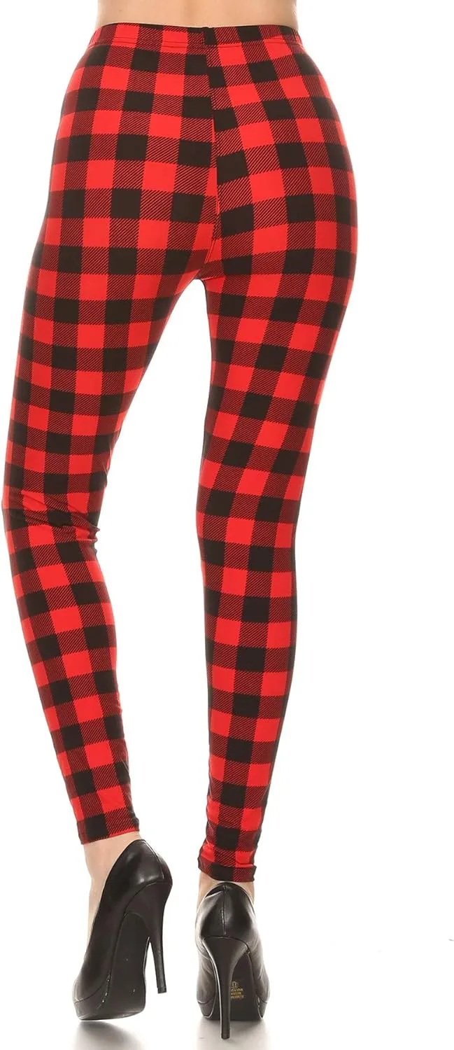 Leggings Depot High Waisted Checkered & Animal Print Leggings for Women - Regular, Plus, 1X3X, 3X5X