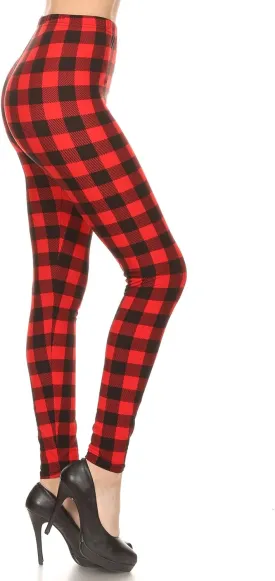 Leggings Depot High Waisted Checkered & Animal Print Leggings for Women - Regular, Plus, 1X3X, 3X5X