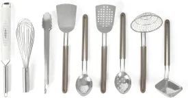 Martha Stewart 9-Piece Stainless Steel Prep & Serve Kitchen Gadget and Tool Set - Dishwasher Safe