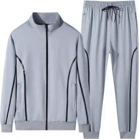 Mens Long Tracksuit Basic Hoodies & Sweatpants Quarter Zip Workout Plaid Jacquard Jogging Suit Casual Lounge wear