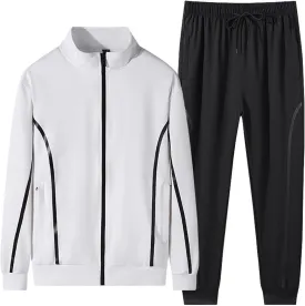 Mens Long Tracksuit Basic Hoodies & Sweatpants Quarter Zip Workout Plaid Jacquard Jogging Suit Casual Lounge wear