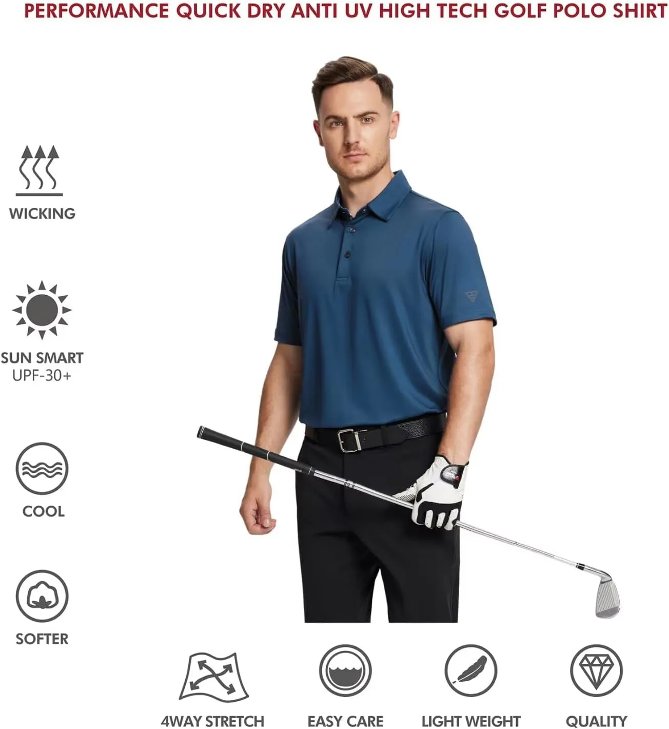 Mens Polo Shirts Short and Long Sleeve Casual Solid Stylish Dry Fit Performance Designed Collared Golf Polo Shirts for Men