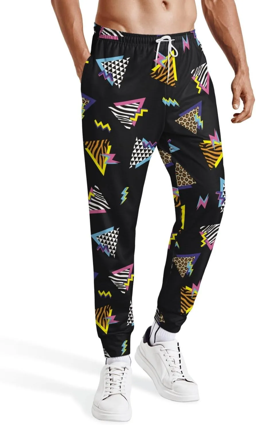 Mens Sweatpants 80s 90s Retro Joggers Sports Funny Workout Party Gym Pants with Pockets