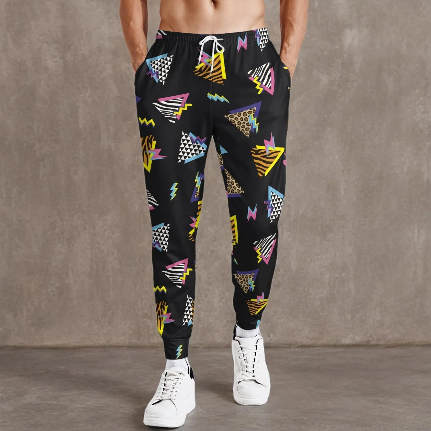 Mens Sweatpants 80s 90s Retro Joggers Sports Funny Workout Party Gym Pants with Pockets