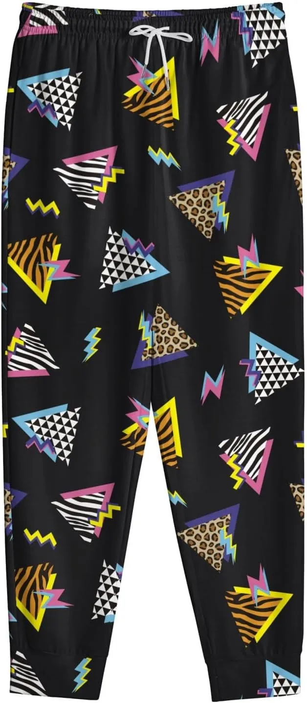 Mens Sweatpants 80s 90s Retro Joggers Sports Funny Workout Party Gym Pants with Pockets
