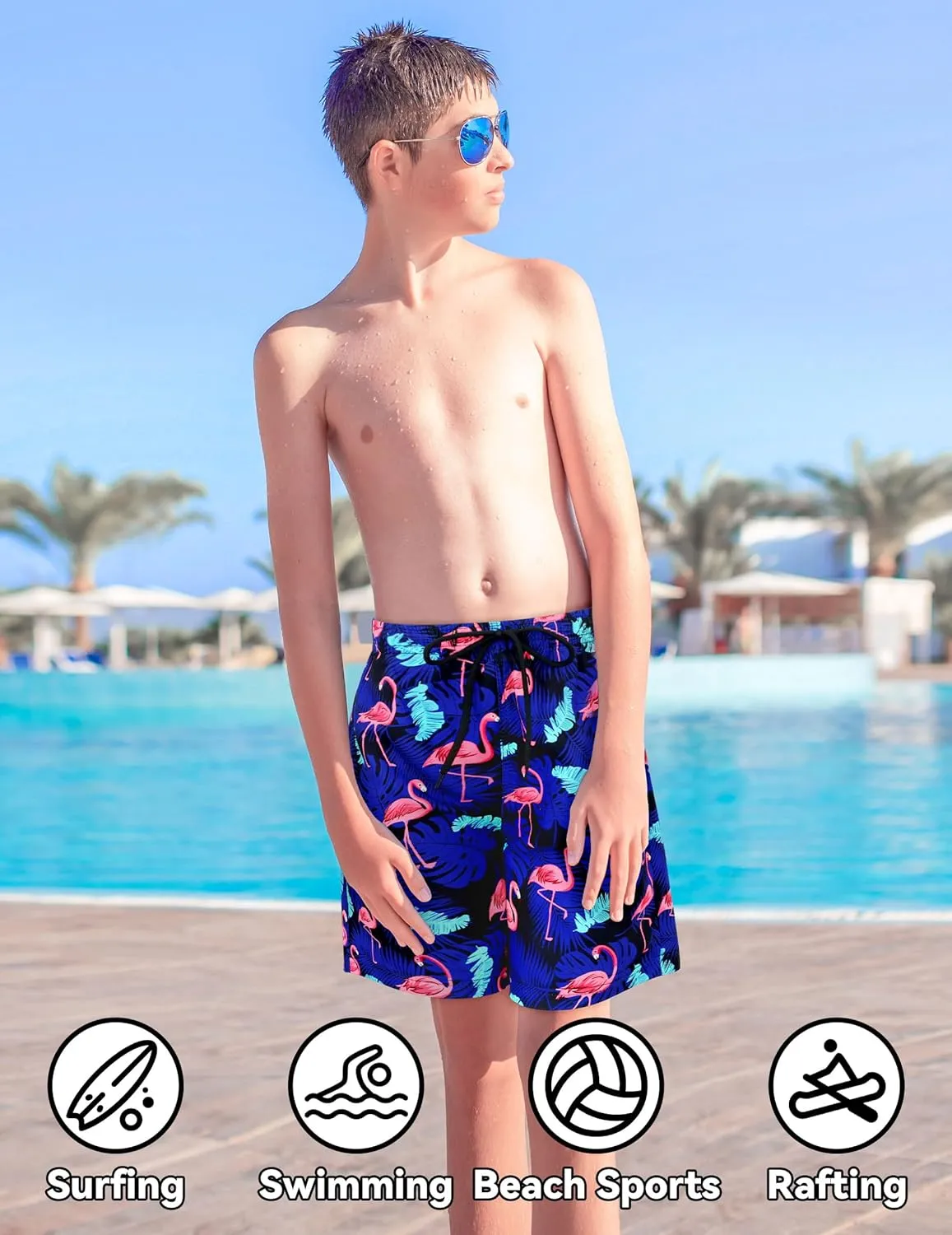 Olreco Youth Boys Swim Trunks with Compression Liner Boys Bathing Suit for Kids Swimsuits Teen Quick Dry Kids Board Shorts