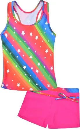 Uhnice Girls Swimsuit Two Piece Tankini Swimwear with Boyshort
